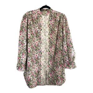 Vintage Victorias Secret Nightgown Small‎ Pink Floral Lace Cottage Button Front